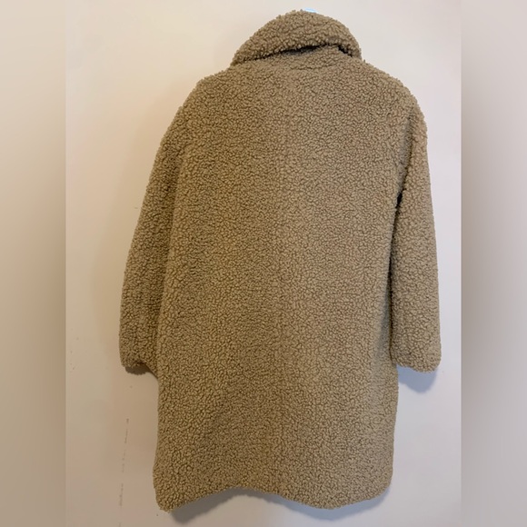 C&C California vintage brown tan double button long teddy jacket pea coat - Picture 6 of 13